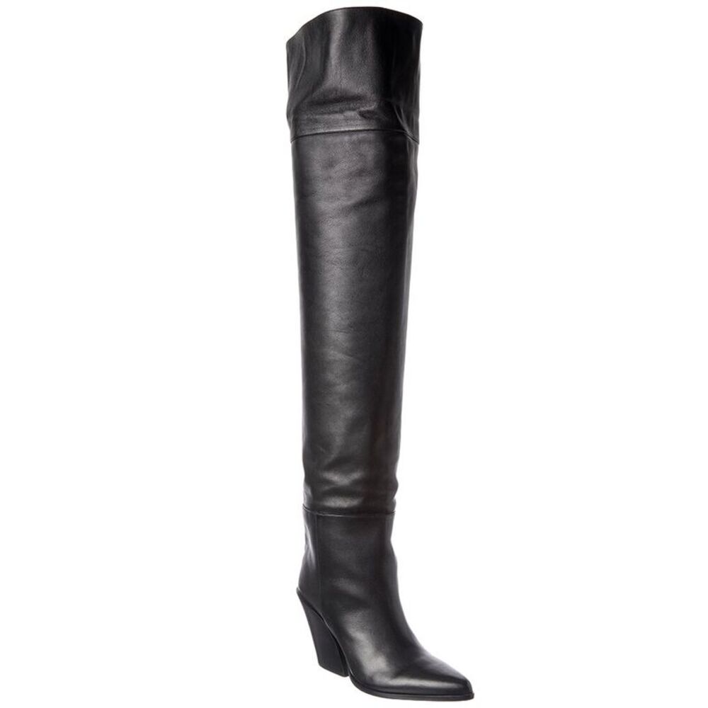 Jimmy Choo Maceo 85 Leather Over-The-Knee Boot, Black